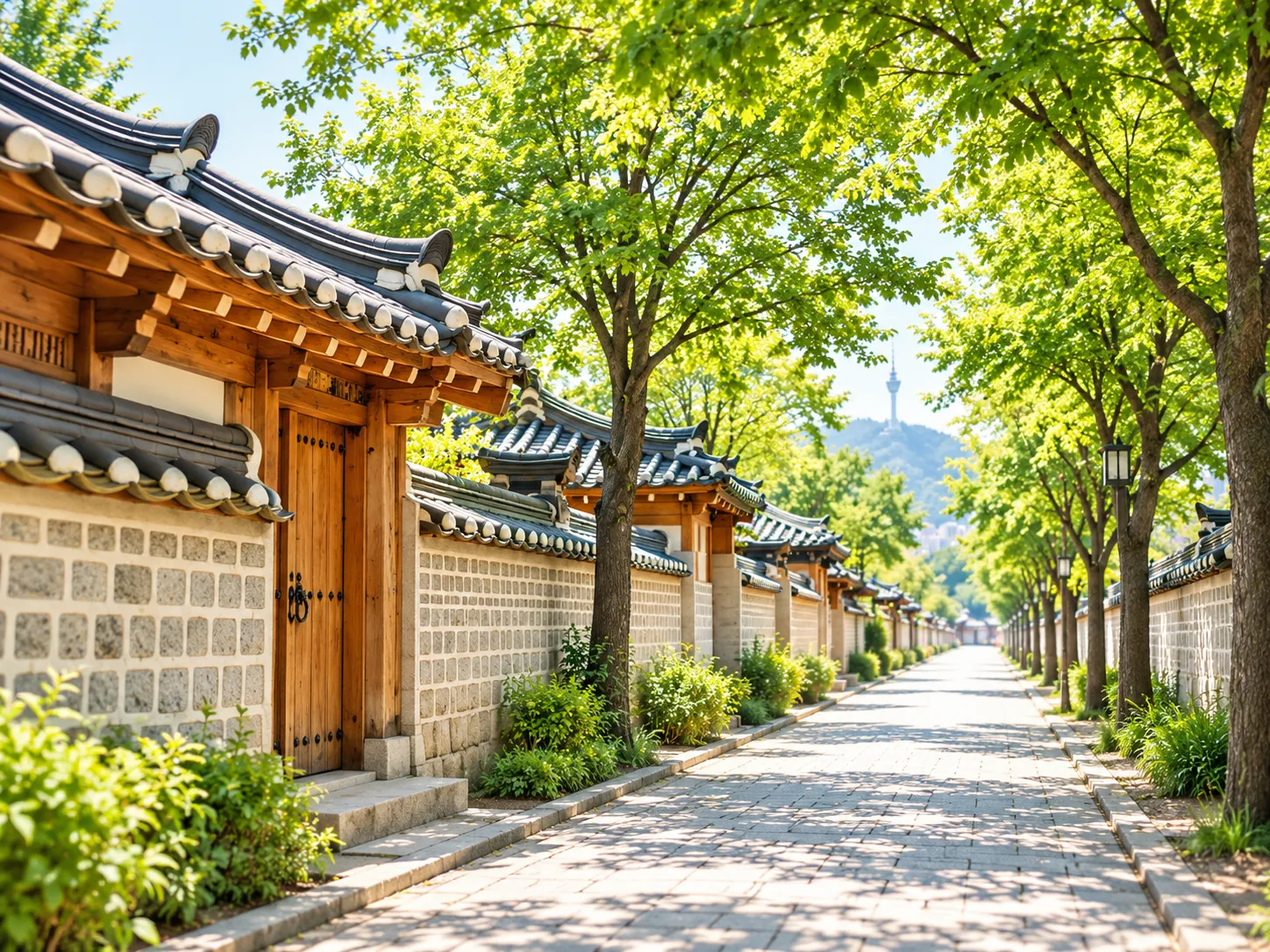 木々に囲まれた韓国の街並み