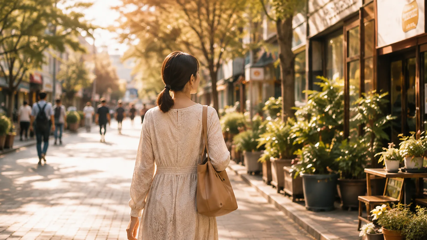 大邱の街を歩く女性