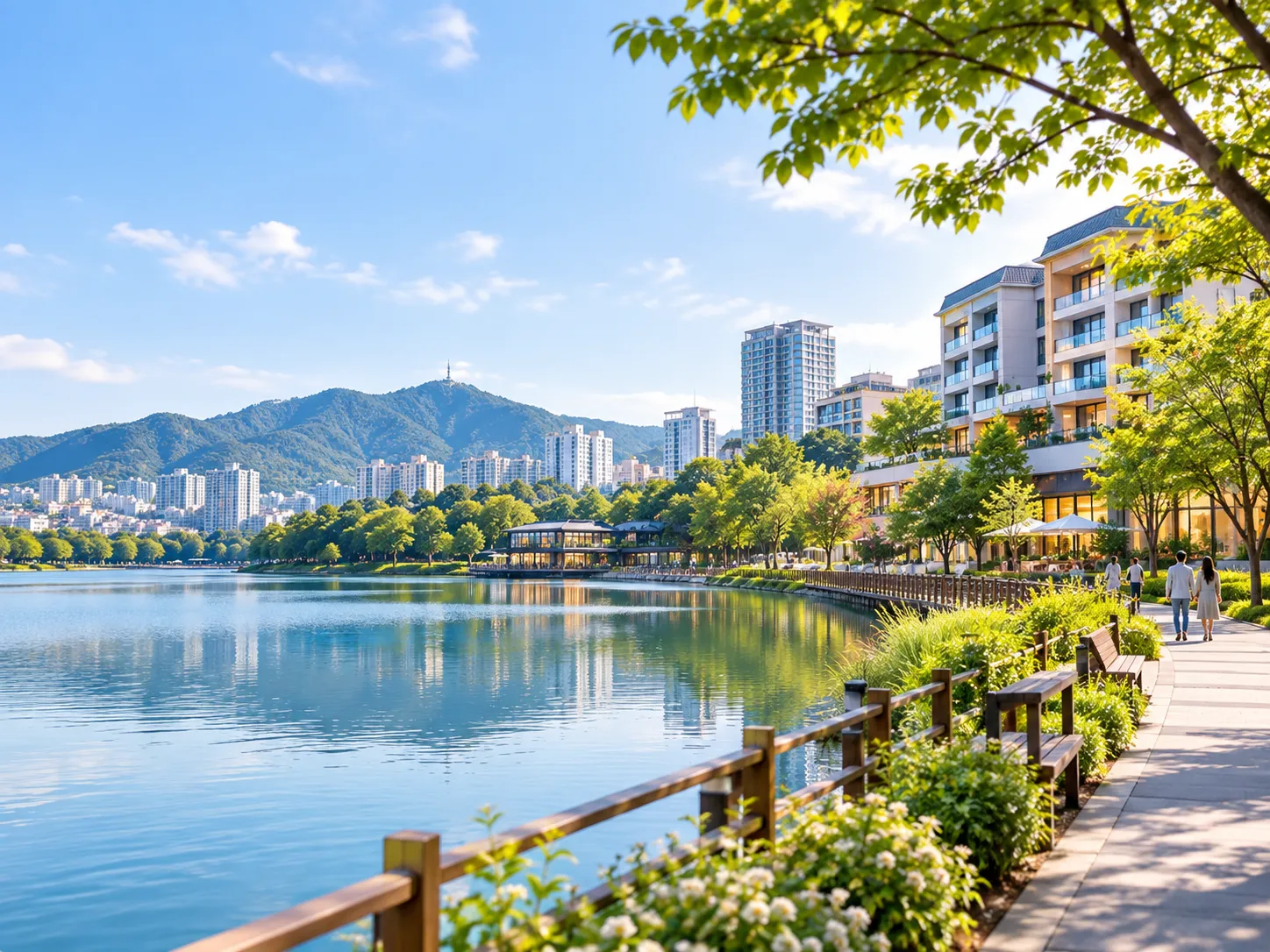 寿城池の湖畔遊歩道