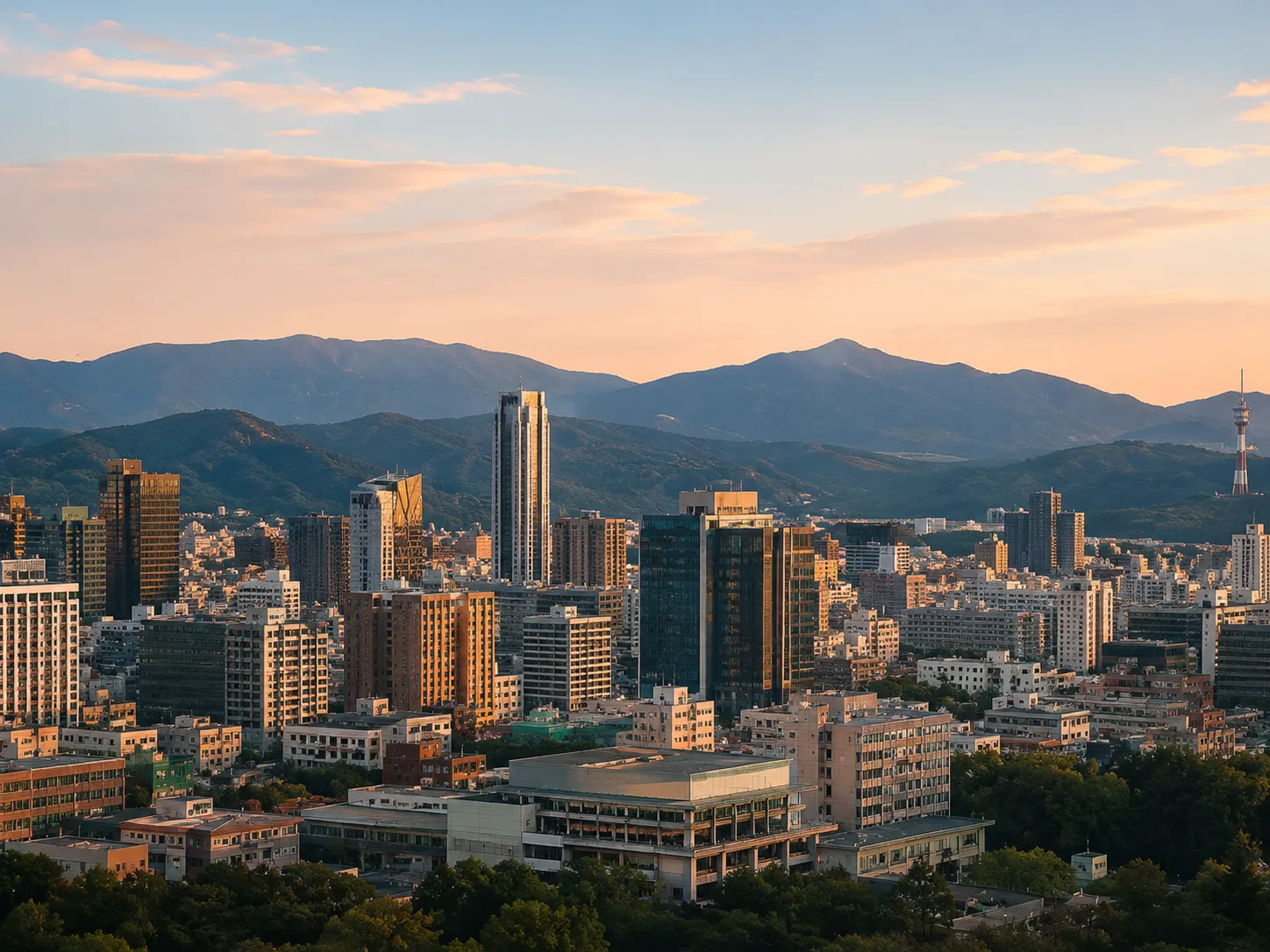 山々に囲まれた大邱の都市景観