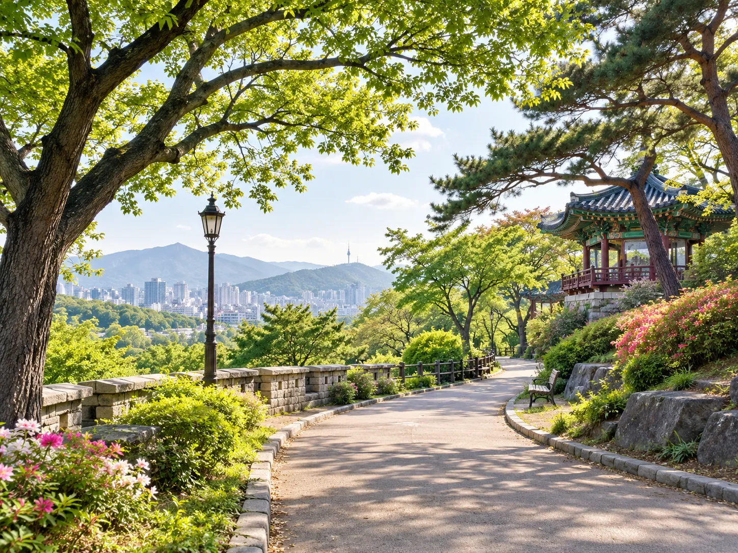 達城公園の緑と散策路