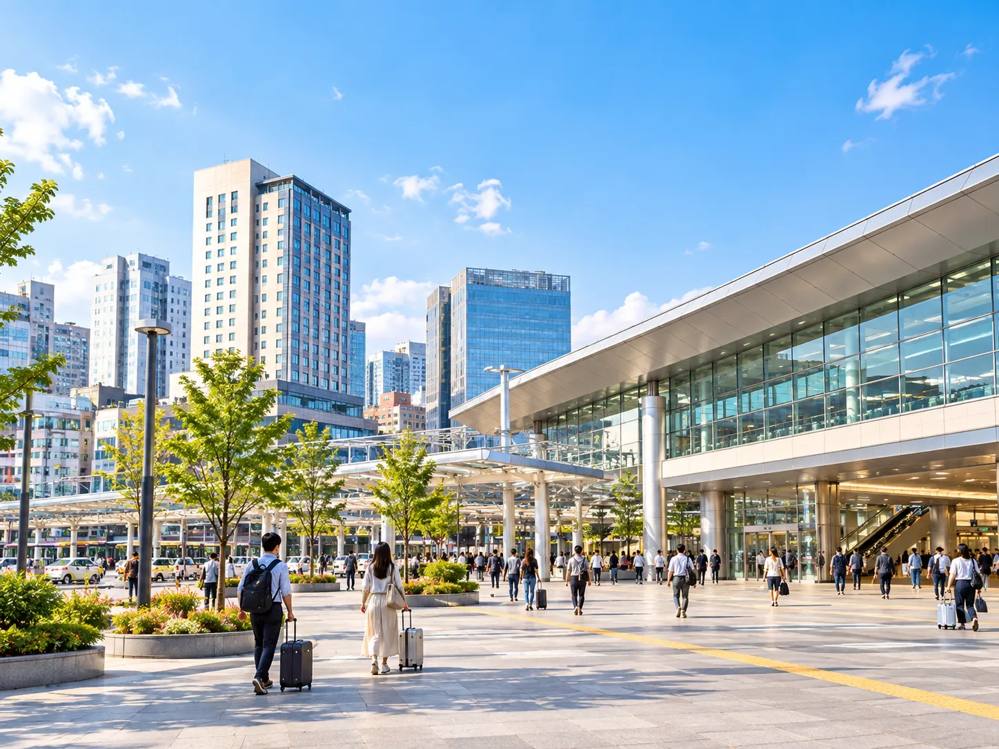 近代的な東大邱駅前